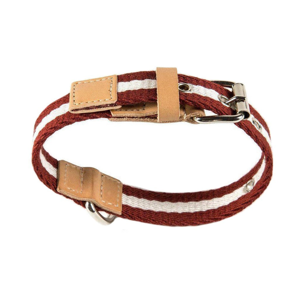 Bordeaux And Cream Tape Small Dog Collar