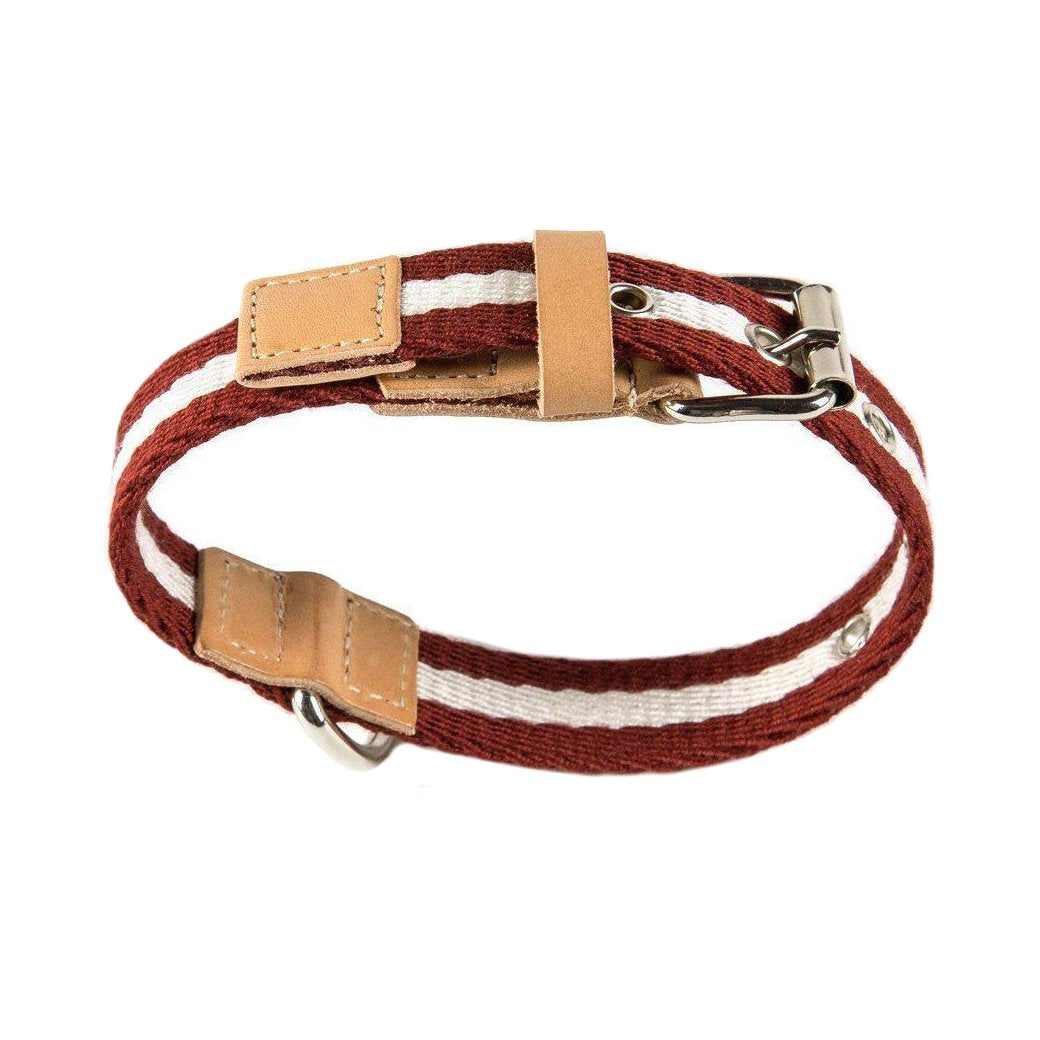 Bordeaux And Cream Tape Small Dog Collar