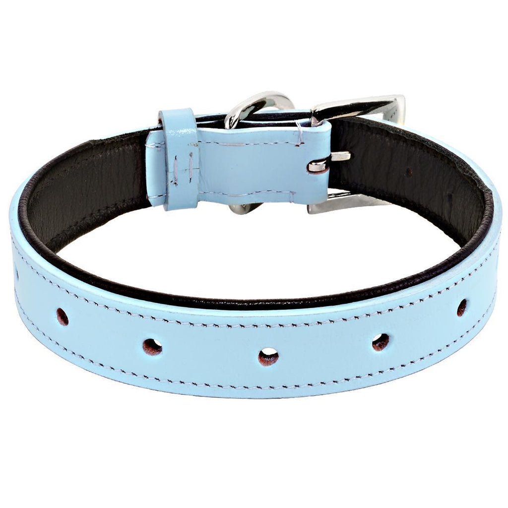 Customizable Charm Leather Dog Collar Aqua
