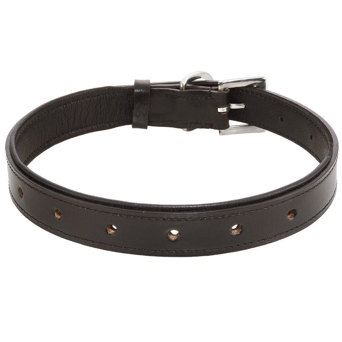 Customizable Charm Leather Dog Collar Black