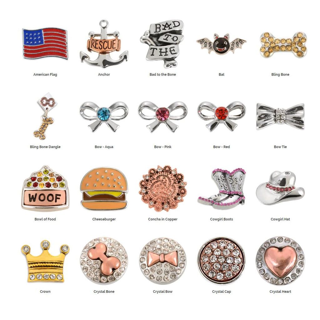 Customizable Charm Leather Dog Collar Pink