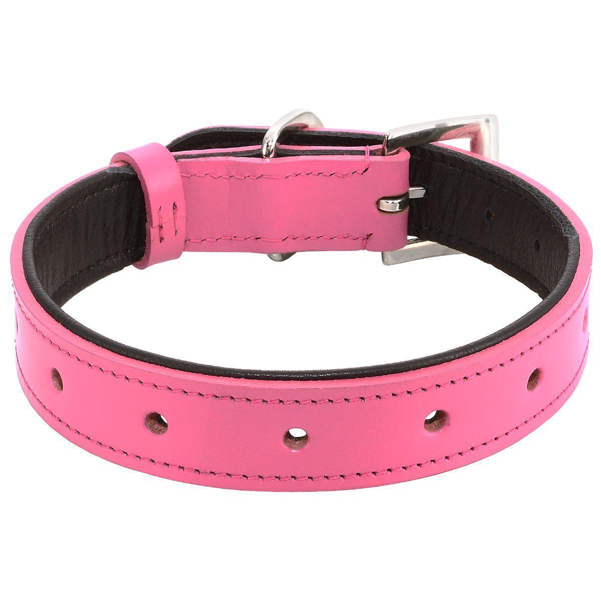 Customizable Charm Leather Dog Collar Pink