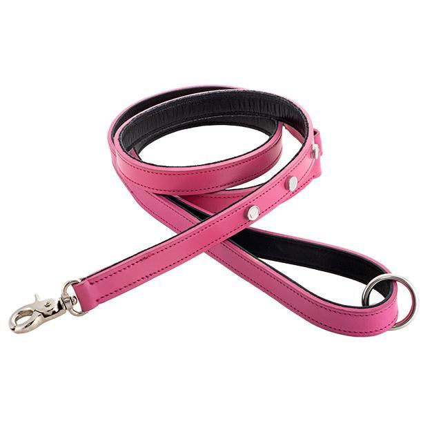 Customizable Charm Leather Dog Leash Pink