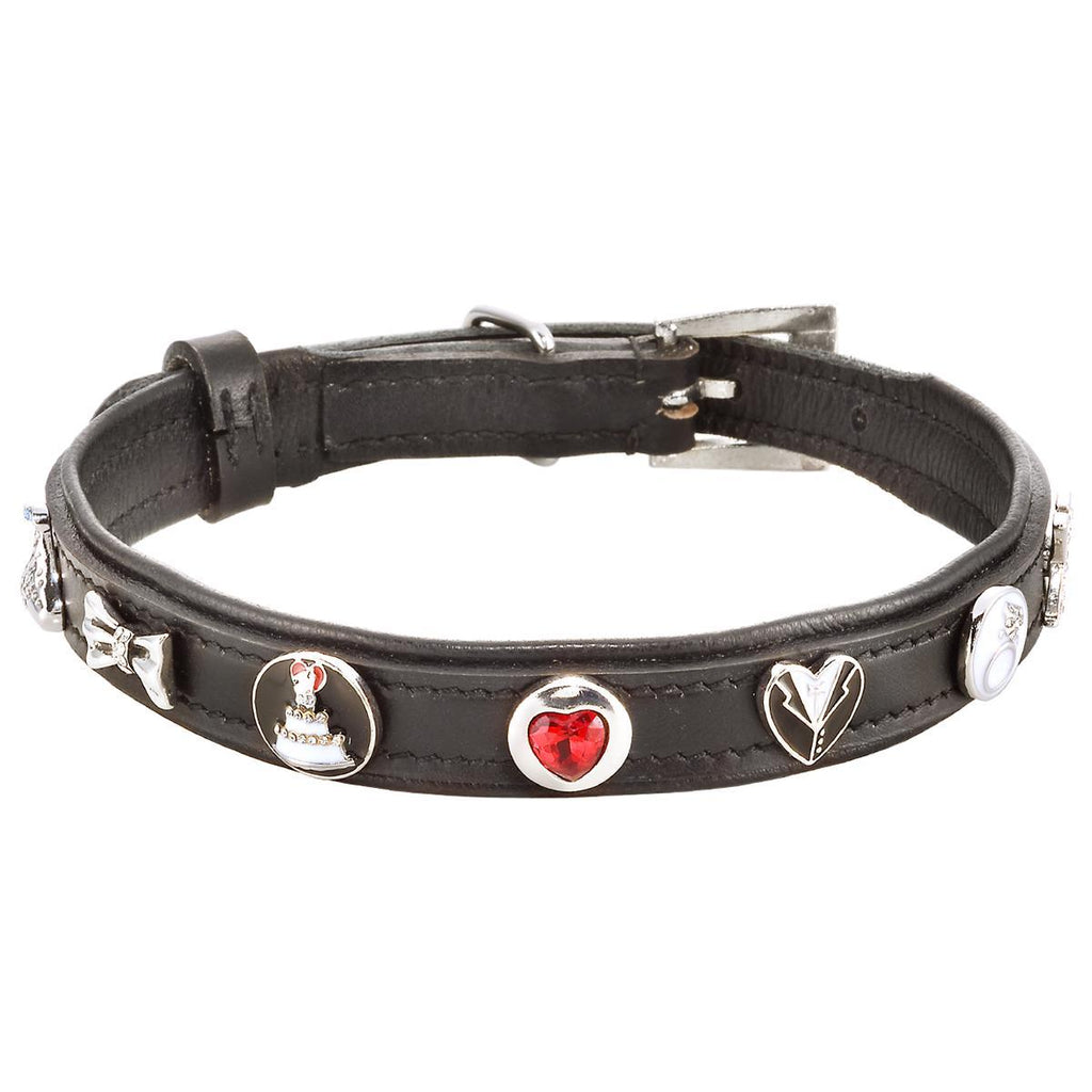 Wedding Charm Leather Dog Collar